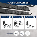 64'' All-Metal Garage Tool Organizer Wall Mount – Heavy-Duty Tool Rack Holds 680 lbs, Adjustable Hooks for Garage, Yard, and Garden Equipment - Image 5