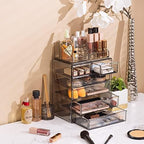 Sorbus Makeup Organizer, 6-Drawer Acrylic 2-Piece Set (Black Jewel) - Image 5
