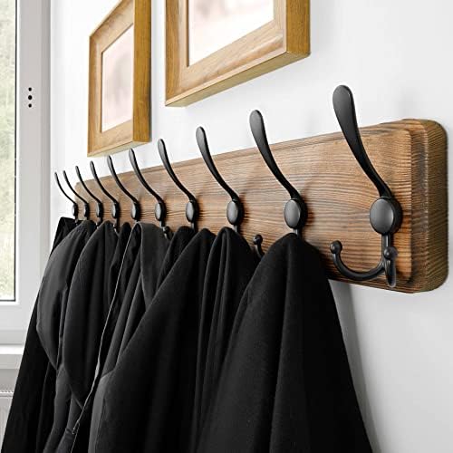 SKOLOO Rustic Coat Rack Wall Mount, 10 Hooks, 38.6'' Long, Brown, Pack of 2 - Image 2