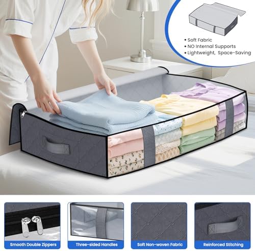 TasticTotes 4 Pack Under Bed Storage Containers, 75L Blanket Storage Bags - Image 3
