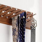 TreeHouse London Tie Rack Organizer – Holds 40 Large Ties – Solid Wood & Sturdy Metal Storage Holder for Closet – Wall Mounted Tie Display Hanger for Wall, Bedroom - (Walnut Tie Rack) 16" L X 4.25" H - Image 4