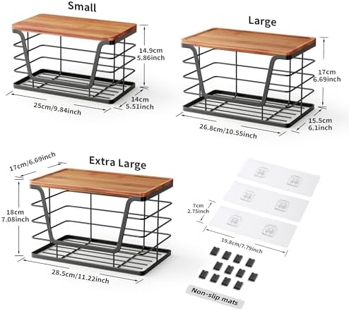 ALOCEO 3 Pack Stackable Storage Bins with Lids, Stainless Steel Trash Bag Dispenser Roll Holder for for Kitchen Sink, Laundry, Pantry Organizer and Storage, Walnut Black - Image 3