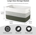 OIAHOMY Blanket Basket Laundry Basket Dog Toy Basket 75L Green/White - Image 3