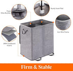 Lifewit Double Laundry Hamper with Lid, Removable Laundry Bags, Gray - Image 2