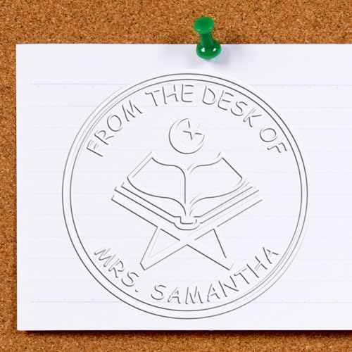 Customized Book Paper Embosser - Soft Devotional Star and Crescent Design - Personalized Home Library Embosser for Islamic School Teachers - Ideal for Marking Books, Journals - Unique Gift - Image 4