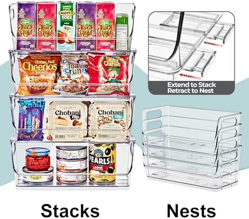 Sorbus Clear Pantry Organizer with Stackable Storage Bins, Open Front - Image 6