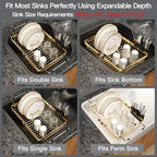 MAJALiS Gold Expandable Dish Drying Rack Over The Sink with Anti Slip Grip - Image 3
