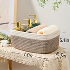 MiniArk Small Storage Baskets for Organizing | Closet Organizer Bins | Shelf Toy Basket | Woven Rope Baskets | Cube Decorative Box | Shallow Basket | 13x8.5x5.1” | 4 Packs White Brown - Image 3