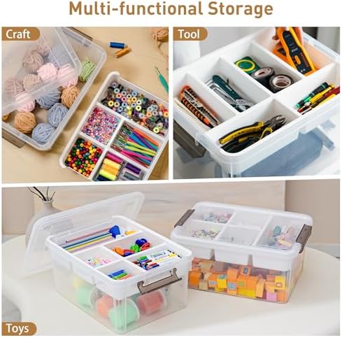 Citylife 17QT 2Packs Clear Craft Organizers and Storage Box with Tray - Image 6