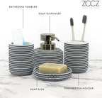 ZCCZ Black and White Bathroom Accessories Set, 4 Pieces - Toothbrush Holder, Soap Dispenser, Vanity Tray, Tumbler - Countertop Organizer for Bathroom Decor - Modern Accessory Set for Home and Office - Image 3