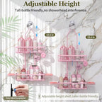 Skyapex Shower Caddy Hanging: Adjustable Height No Blocking to Shower Head - Shower Caddy Over Showerhead Shower Organizer - Rustproof Shower Shelves with Hooks 2 Soap Holders, Pink - Image 3
