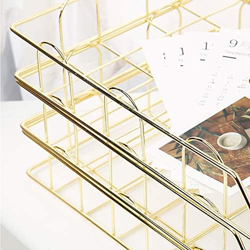 Gold 4-Tier Stackable Paper Tray Desk Organizer - Image 5