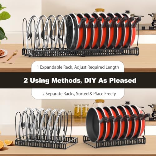 Housolution 2 Pack Pot and Pan Lid Organizer Holder Storage Rack, Black - Image 4