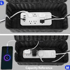 ZhiYo Rattan Cable Management Box, Black Desk Cord Organizer, 2 Pack (M&L) - Image 4