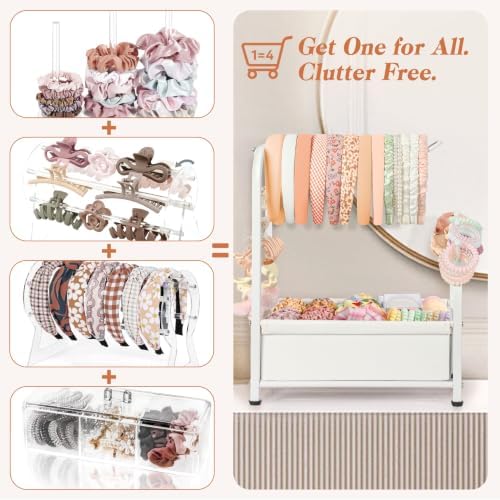 Keebofly Headband Holder Stand, Versatile Hair Accessories Organizer for Scrunchies, Hair Ties, Bows & Claw Clips - Large Compact Hair Accessories Storage for Girls, Women, Babies - Image 5