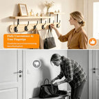 Coat Rack Wall Mount 23" Coat Rack Wall Mount with Shelf for Entryway, Rustic (Natural Color) - Image 5