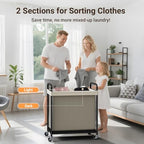 ELYKEN Laundry Hamper 2 Section, 100L Rolling Laundry Sorter with Wheels - Image 6