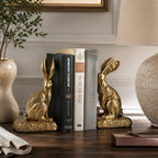 Rabbit Bookends, Decorative Bunny Book Ends for Shelves, Unique Rabbit Figurine Bookends, Heavy Resin Book Holder for Bookshelf Home Office Nursery Decor (Gold) - Image 4
