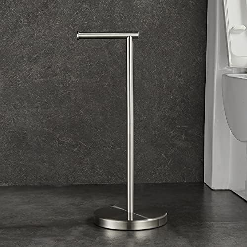 Toilet Paper Holder Stand SUS304 Stainless Steel Freestanding Toilet Wipes Dispenser Modern Bathroom Storage Floor Free Standing Toilet Tissue Roll Holder, Brushed Nickel Finish - Image 4