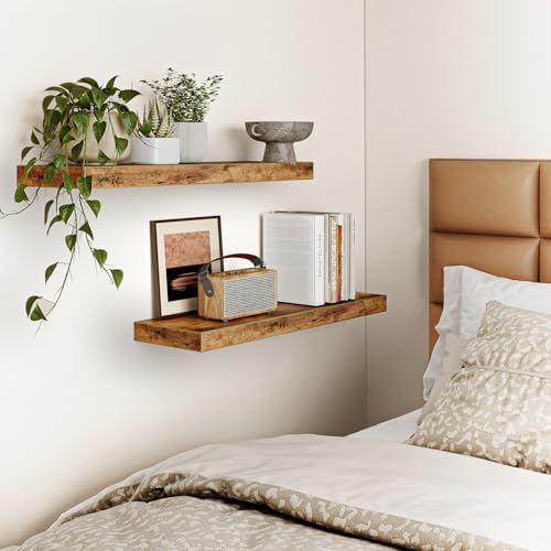 Fixwal Floating Wall Shelves for Decor (Rustic Brown, Set of 2, 22Inch) - Image 6