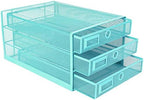 Annova Desk Organizer Wire Mesh 3 Tier Sliding Drawers Paper Sorter/Multifunctional/Premium Solid Construction for Letters, Documents, Mail, Files, Paper, Kids' Art Supplies (Turquoise) - Image 4