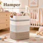 Laundry Hamper, Cotton Rope Laundry Basket with Leather Handles, 22.5-Gallon/85 L Large Clothes Hampers for Laundry, Woven Laundry Baskets for Blankets, Clothing, Bedroom, Living Room, Nursery - Image 2