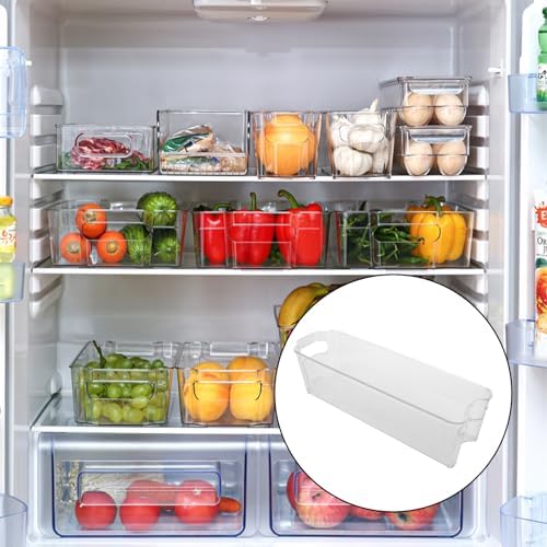YOUNTHYE 6PCS 15inch Fridge Organizer Bins Breastmilk Freezer Storage Organizer Narrow Freezer Organizers Bins Long Clear Plastic Storage Bin for Pantry Plastic Storage Bin for Breast Milks, Freezer - Image 7