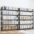 HCHQHS 5 Tier Bookshelf, Adjustable Industrial Bookcase, Vertical Tall Book Shelf, Wood and Black Metal Open Bookshelves for Home Office, Living Room, Bedroom - Image 2