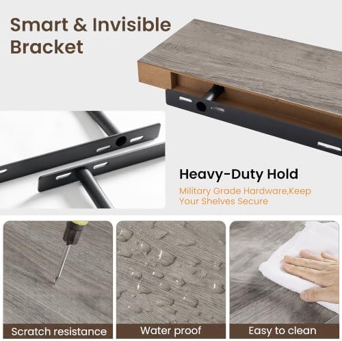 72 Inch Floating Shelves for Wall 2 Pack, Wood Wall Bathroom Shelves - Image 3