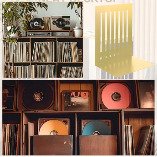 4 Pcs 10 Inch Heavy Duty Bookends Non-Skid Base, Gold - Image 6