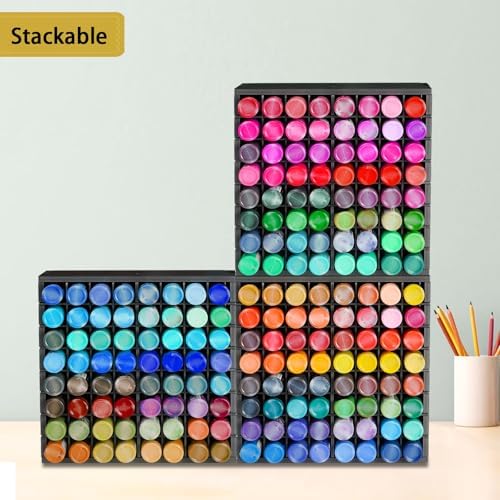 Krafetto 64-Grid Paint Organizer for 2 Oz Bottles, Wall Mount, Black - Image 6