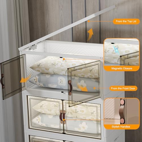 UAMFURI 700QT Stackable Storage Bins with Lids, Storage Cabinet with Wheels - Image 6