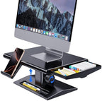 Computer Monitor Stand Riser for Desk,5.7-6.5 Inches Height Adjustable with Storage Drawer & Phone Holder,Workspace Desktop Organizer Monitor Stands Risers Shelf for Computer,Laptop,Printer,TV by Unknown