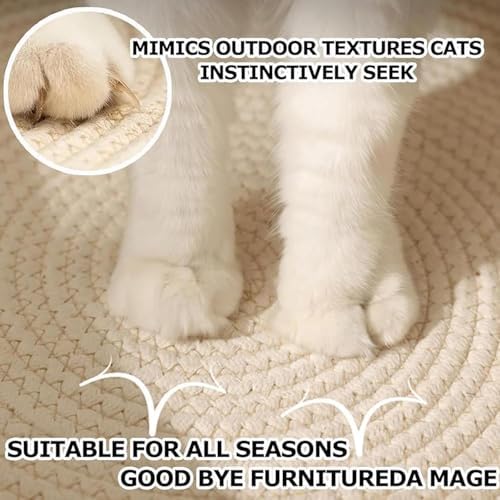 Instinct Basket, Stimuli Handwoven cat Basket Rope Cotton with Cushion, Eliminates Bed Rejection Round Pet Basket, Boho Catbed for Cats Handwoven Scratchable Breathable Weave (Small-B) - Image 3