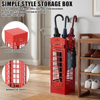 Square Metal Umbrella Holder, Square Free Standing Umbrella Rack Decorative Umbrella Holder Hollow Cutout Pattern Design for Umbrella Cane Entryway Home Office 19.49" X 6.1" X 6.1"(Red hollowed out) - Image 6