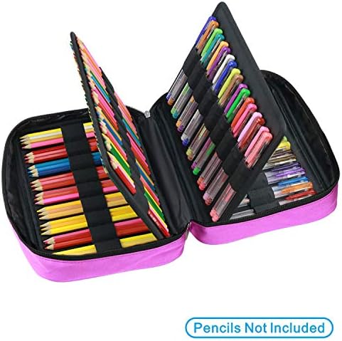 YOUSHARES 166 Slots Colored Pencil Case, 110 Slots Gel Pens fo Coloring Case Organizer, Handy Multilayer Color Pencil Holder for Glitter Gel Pens, Refills, Colored Pencils for Adults & Artist (Purple) - Image 3