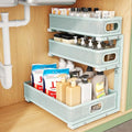 Under Sink Organizer, 1-Pack 3-Tier Height Adjustable Thickened Metal Pull out Cabinet Organizer Shelf, Slide out Storage Drawer Rack for Bathroom Kitchen Pantry Home Organization, LightBlue by Kitstorack