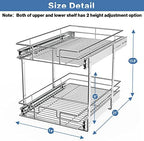 LOVMOR 2 Tier Individual Pull Out Cabinet Organizer 14" W x 21" D, Slide Out Kitchen Cabinet Storage Sliding Shelves - Image 3
