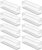 mDesign Plastic Kitchen Organizer - Storage Holder Bin with Handles for Pantry, Cupboard, Cabinet, Fridge/Freezer, Shelves, and Counter - Holds Canned Food, Snacks, Drinks, and Sauces - 8 Pack - Clear - Image 4
