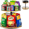2 Tier Lazy Susan with Adjustable Height and Metal Divider Design, Black by HISKIWUU