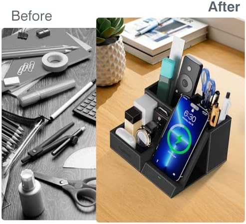 Wireless Charger with Desk Organizer, Multifunctional Desk Pen Holder - Image 3