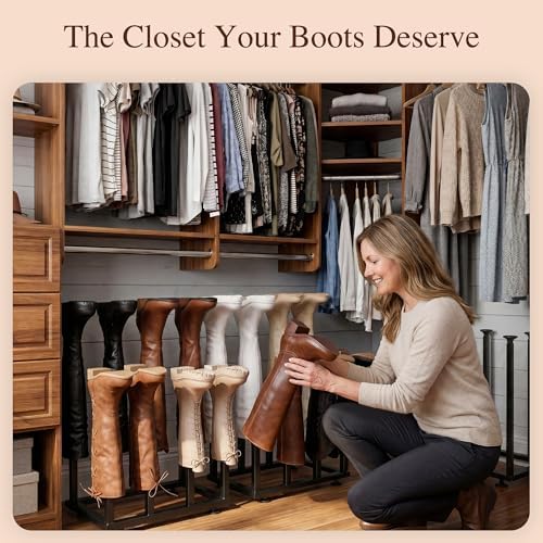 Boot Storage Organizer,Metal Free Standing Boot Rack,12 Pairs,Black - Image 2