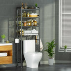Over The Toilet Storage,4 Tiers Bathroom Organizers Storage Shelves Cabinet with Toilet Paper Holder and 9 Hooks,Toilet Rack for Bathroom,Fit Most Toilets,Black by QUJEON
