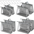 Handbag Dust Bags Clear Purse Storage Organizer for Closet Small to Extra Large Handbags Dust Free Bags Hanging Zipper Storage Bag with Hooks, ( Grey, 4 Sizes-8PCS) by CINPIUK