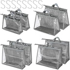 Handbag Dust Bags Clear Purse Storage Organizer for Closet Small to Extra Large Handbags Dust Free Bags Hanging Zipper Storage Bag with Hooks, ( Grey, 4 Sizes-8PCS) by CINPIUK