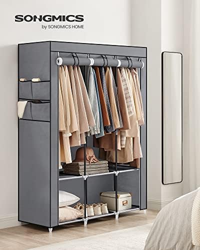 SONGMICS Portable Closet with Cover, 3 Hanging Rods and Shelves - Image 2