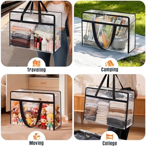 6 Packs 90L Clear Under Bed Storage Containers, Large Clothes Storage Bags - Image 6