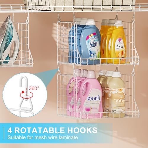 3-Tier Foldable Laundry Basket Organizer with Rotating Hooks(no wire shelf) - Image 4
