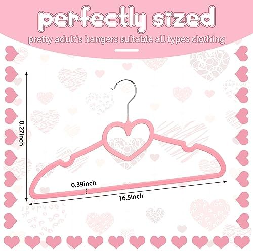 Qunclay 50 Pcs Pink Velvet Heart Hangers with 360° Swivel Hooks - Image 2