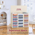 220L Laundry Hamper 3 Section,Large Laundry Hamper with Lid,Dirty Clothes Hamper with 3 Inner Bags,Collapsible Laundry Basket Organizer for Laundry Room,Bedroom,Laundry Sorter Hamper 3 Compartment - Image 4